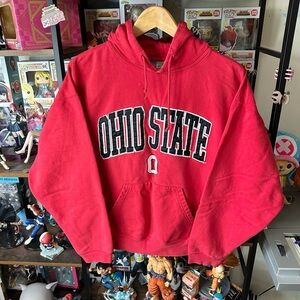 Vintage Ohio State Spell Out Hoodie Women’s L Faded Trashed